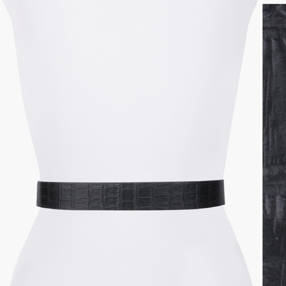 Rebecca Minkoff Black Croc-Embossed Reversible Leather Belt main image 9